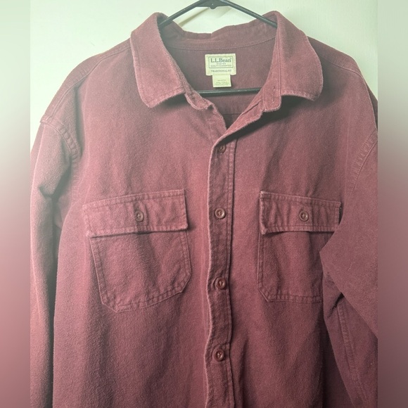L.L. Bean Maroon 100% Cotton Traditional Fit Button Front Flannel Size XXL-Tall - Picture 3 of 15